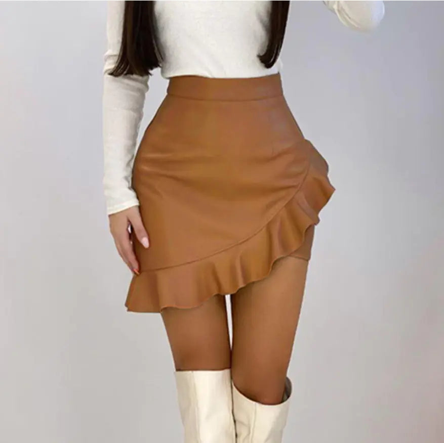 Falda Cuero Cintura Alta