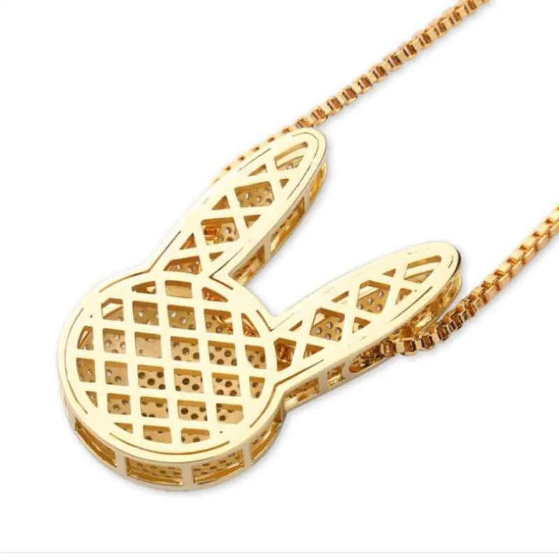 Collar Colgante Conejo Hip Hop con Circonitas