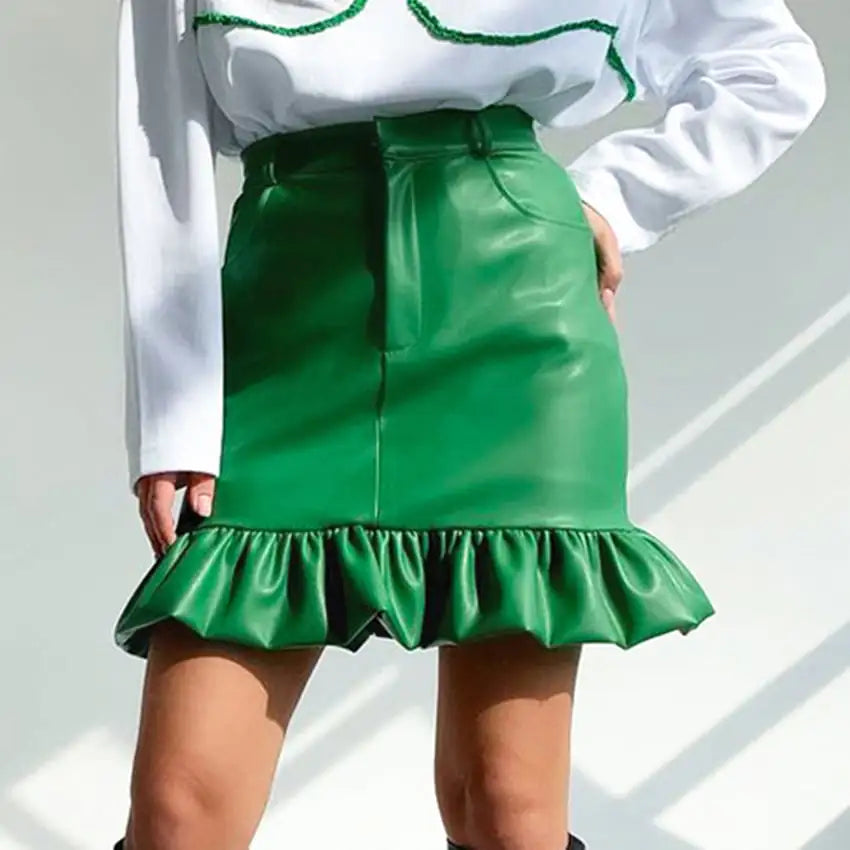 Falda Cuero Cintura Alta